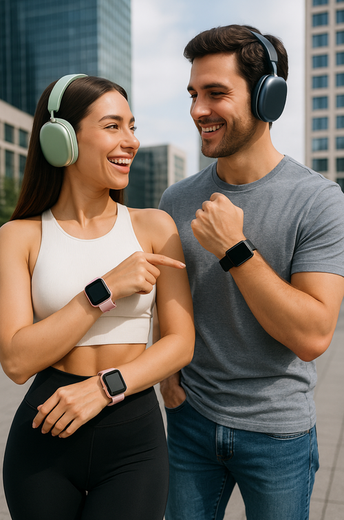 🔥 llamadas, notificaciones y música en un solo lugar - Diadema AirPods 🎧+ Smartwatch + 7 manillas ⌚️🔥