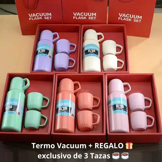 Termo Vacuum 500ml + 3 Tazas de regalo 🎁☕